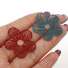 Picture of Iron Based Alloy Pendants Multicolor Flower Painted 3.1cm x 2.7cm