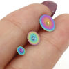 Imagen de 304 Acero Inoxidable Pendientes Disco Multicolor Pegar en 10 Unidades