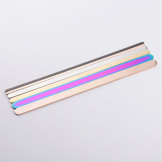 Picture of 304 Stainless Steel Blank Stamping Tags Blank Bar For DIY Cuff Bracelet Bangle Making Jewelry Findings Rectangle Multicolor Polished Two Sides 16cm(6 2/8") long