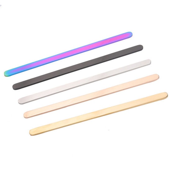 Picture of 304 Stainless Steel Blank Stamping Tags Blank Bar For DIY Cuff Bracelet Bangle Making Jewelry Findings Rectangle Multicolor Polished Two Sides 12.7cm long