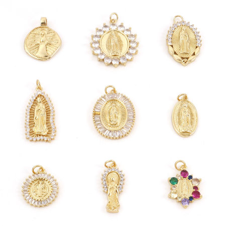 Brass Religious Charms Gold Plated Virgin Mary