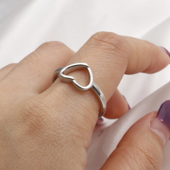 Immagine di 304 Acciaio Inossidabile Elegante Aperto Anello Tono Argento Onda 1 Pz