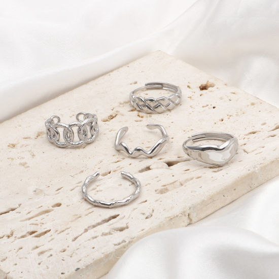 Immagine di 304 Acciaio Inossidabile Elegante Aperto Anello Tono Argento 1 Pz