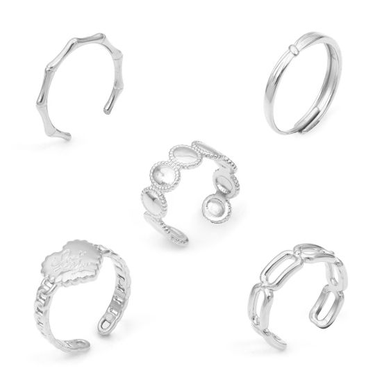 Picture of 304 Stainless Steel Stylish Open Rings Silver Tone Oval Heart