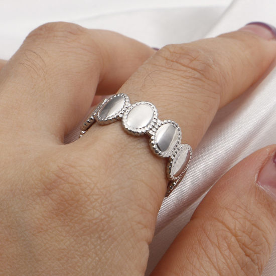 Picture of 304 Stainless Steel Stylish Open Rings Silver Tone Oval Heart