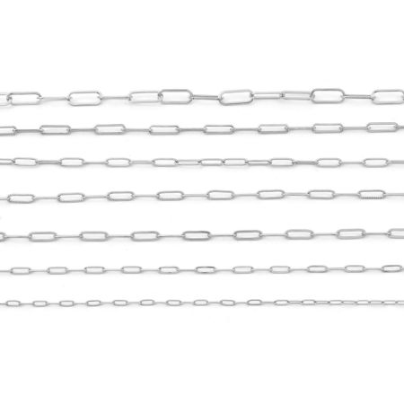 304 Stainless Steel Link Cable Chain Oval Silver Tone