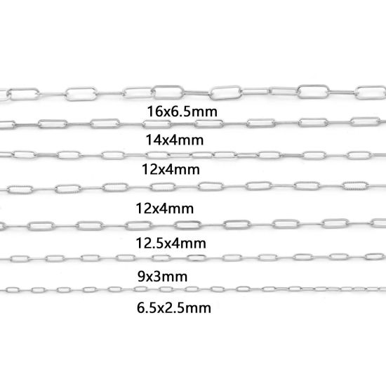 Picture of 304 Stainless Steel Link Cable Chain Oval Silver Tone