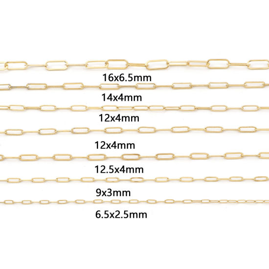 Picture of 1 M Vacuum Plating 304 Stainless Steel Link Cable Chain For Handmade DIY Jewelry Making Findings Oval Gold Plated