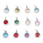 Picture of 304 Stainless Steel Charms Silver Tone Round Multicolour Cubic Zirconia 13mm x 8mm