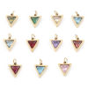 Imagen de 304 Acero Inoxidable Colgantes Charms Triángulo Chapado en Oro Multicolor Circón Artificial 14mm x 10mm, 1 Unidad