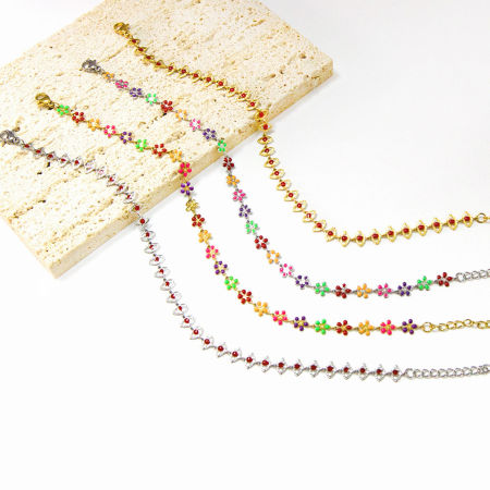 304 Acciaio Inossidabile Cavigliere Multicolore Malocchio 22cm lunghezza, 1 Pz