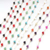 Picture of 1 M Vacuum Plating 304 Stainless Steel & Stone Beaded Chain For Handmade DIY Jewelry Making Findings Gold Plated Multicolor 4.5mm - 4mm