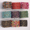 Picture of 1 M Vacuum Plating 304 Stainless Steel & Stone Beaded Chain For Handmade DIY Jewelry Making Findings Gold Plated Multicolor 4.5mm - 4mm
