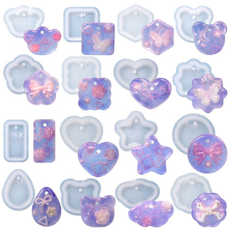 Silicone Resin Mold For Keychain Necklace Earring Pendant Jewelry DIY Making Heart Flower White 