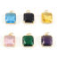 Bild von Messing + Glas Charms Vergoldet Bunt Quadrat 18mm x 12mm, 1 Stück