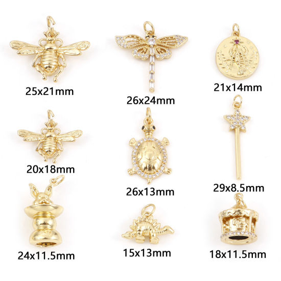 Picture of Brass Charms Gold Plated Bee Animal Tortoise