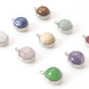 Picture of 304 Stainless Steel & Gemstone Charms Silver Tone Multicolor Round 18mm x 14mm