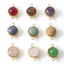 Picture of 1 Piece Vacuum Plating Gemstone Connectors Charms Pendants Gold Plated Multicolor Round 22mm x 14mm