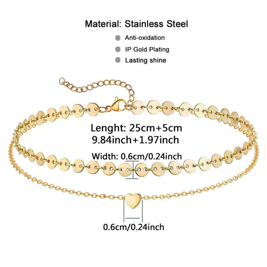 Bild von 304 Edelstahl Stilvoll Gliederkette Kette Mehrschichtige Fußkette Bunt 25cm lang, 1 Strang
