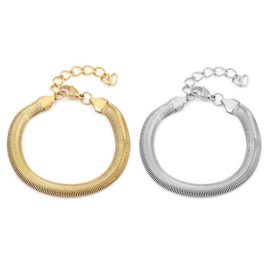 Immagine di 304 Acciaio Inossidabile Semplice Catena Omega Braccialetti Multicolore 18.5cm Lunghezza, 1 Pz