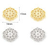 Picture of Brass Connectors Real Gold Plated Flower Micro Pave Clear Cubic Zirconia 17mm x 14mm