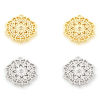 Picture of Brass Connectors Real Gold Plated Flower Micro Pave Clear Cubic Zirconia 17mm x 14mm