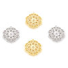 Picture of Brass Connectors Real Gold Plated Flower Micro Pave Clear Cubic Zirconia 17mm x 14mm