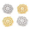 Picture of Brass Connectors Real Gold Plated Flower Micro Pave Clear Cubic Zirconia 17mm x 14mm