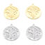 Immagine di Ottone Charms Tondo Vero Oro Placcato Albero 23mm x 21mm, 2 Pz