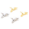 Изображение Латунь Оригами Подвески колибри настоящее золото с покрытием Бижутерия усыпанная мелким фианит Прозрачный Искусственный Циркон 22мм x 17мм, 2 ШТ
