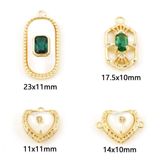 Picture of Brass Charms Real Gold Plated Micro Pave Clear Cubic Zirconia