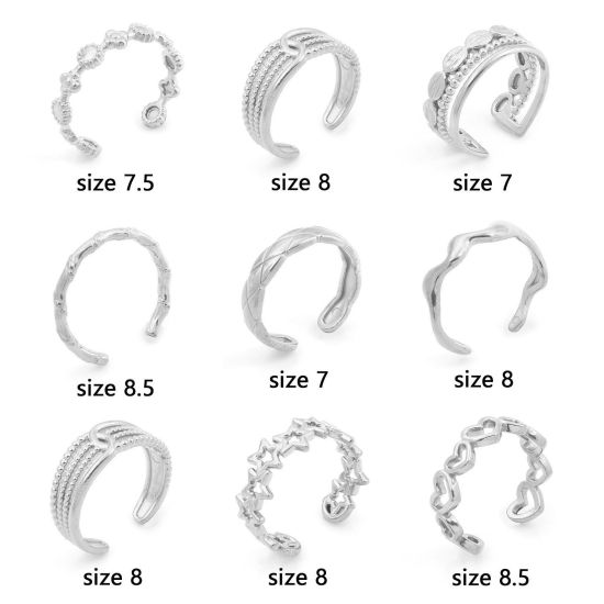 Image de Bagues Ouvert Ajoustable en 304 Acier Inoxydable Argent Mat 1 Pièce