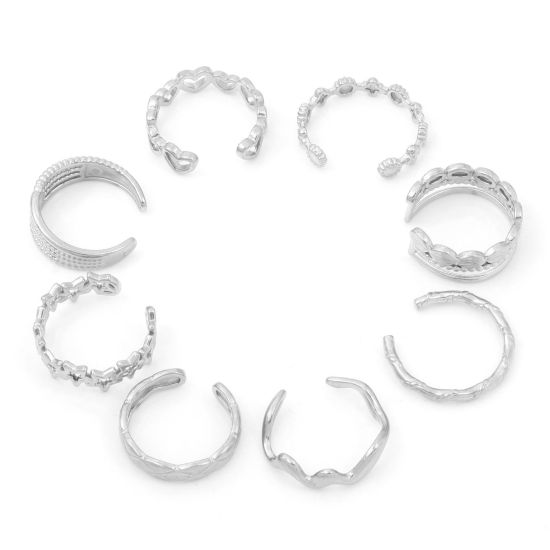Image de Bagues Ouvert Ajoustable en 304 Acier Inoxydable Argent Mat 1 Pièce