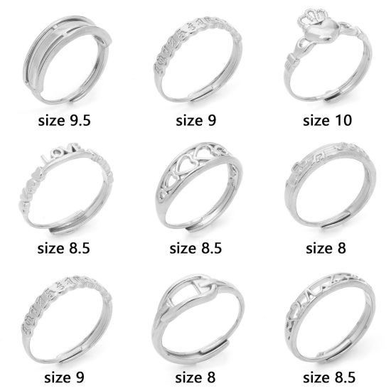 Bild von 304 Edelstahl Offen Verstellbar Ring Silberfarbe 1 Stück
