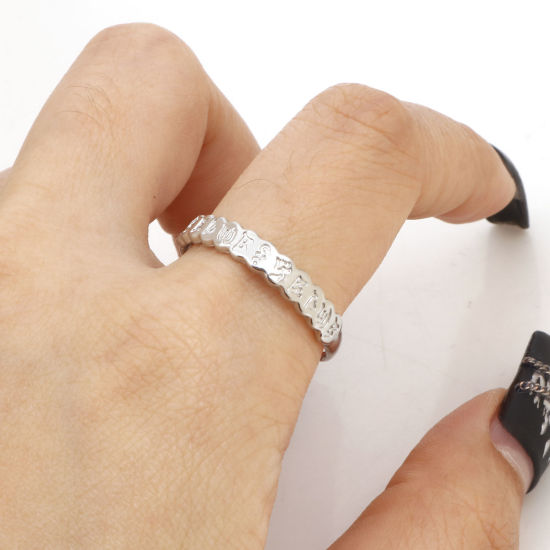 Bild von 304 Edelstahl Offen Verstellbar Ring Silberfarbe 1 Stück