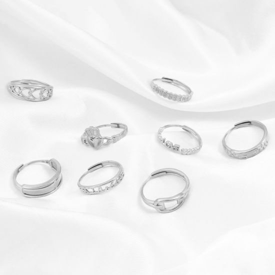 Bild von 304 Edelstahl Offen Verstellbar Ring Silberfarbe 1 Stück