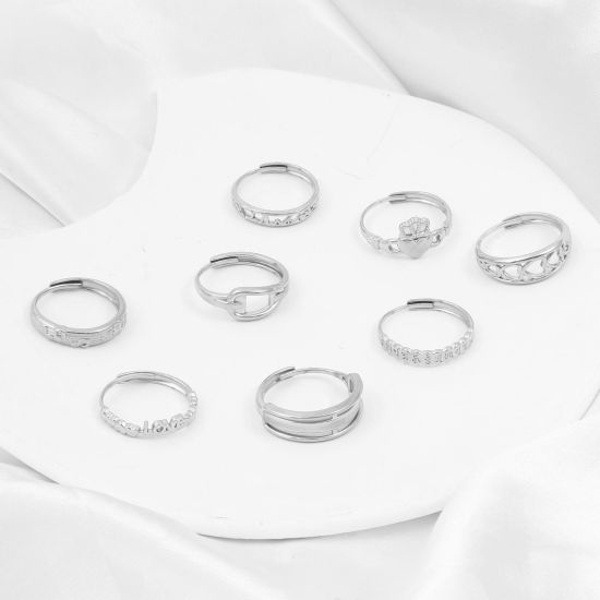 Bild von 304 Edelstahl Offen Verstellbar Ring Silberfarbe 1 Stück