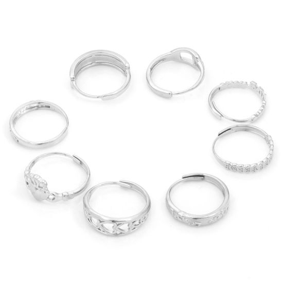 Bild von 304 Edelstahl Offen Verstellbar Ring Silberfarbe 1 Stück