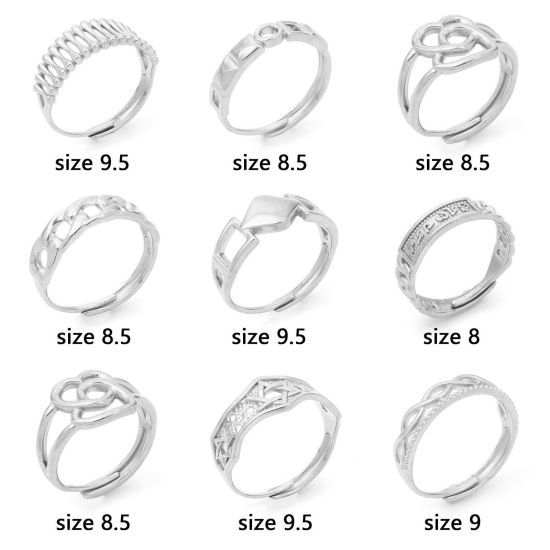 Image de Bagues Ouvert Ajoustable en 304 Acier Inoxydable Argent Mat 1 Pièce