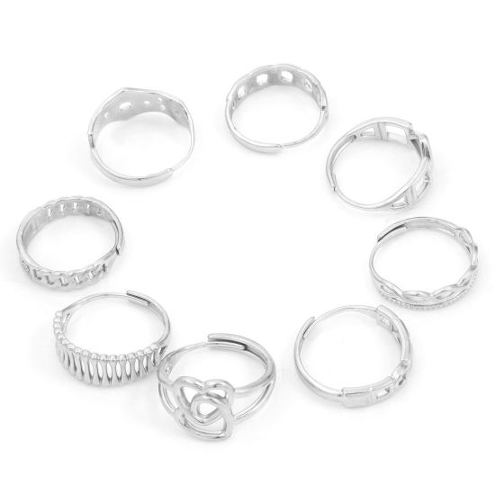 Image de Bagues Ouvert Ajoustable en 304 Acier Inoxydable Argent Mat 1 Pièce