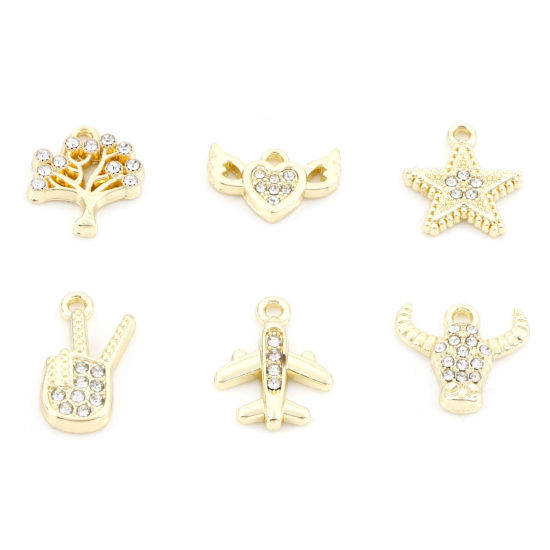 Immagine di Lega di Zinco Charms Albero di Vita Oro Placcato Aeroplano 10 Pz