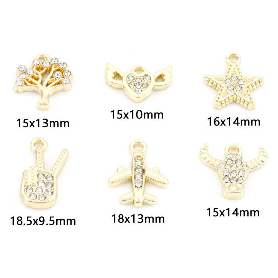 Immagine di Lega di Zinco Charms Albero di Vita Oro Placcato Aeroplano 10 Pz