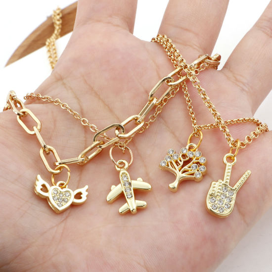 Immagine di Lega di Zinco Charms Albero di Vita Oro Placcato Aeroplano 10 Pz