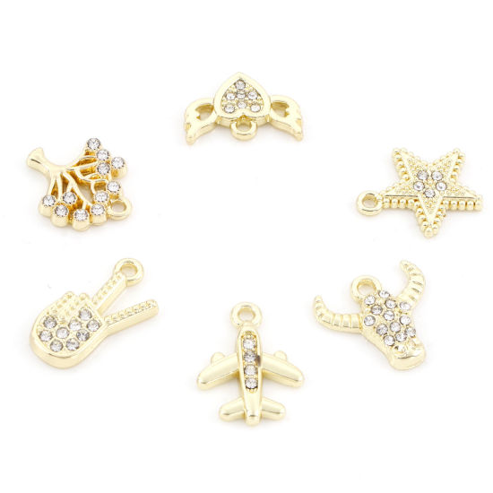 Immagine di Lega di Zinco Charms Albero di Vita Oro Placcato Aeroplano 10 Pz