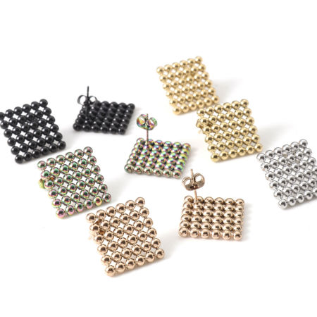 304 Stainless Steel Geometry Series Earrings Multicolor Rhombus 24mm x 24mm