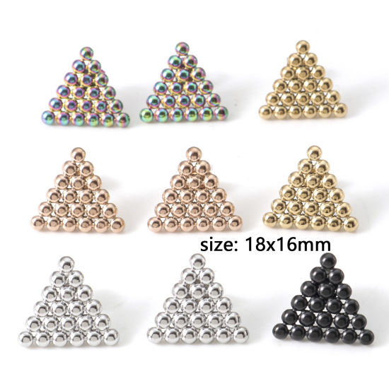 Picture of 304 Stainless Steel Geometry Series Earrings Multicolor Triangle 18mm x 16mm