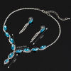 Bild von Hochzeit Schmuck Halskette Ohrringe Set Silberfarbe Marquise Quaste Bunt Strass 1 Set