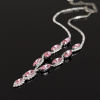 Bild von Hochzeit Schmuck Halskette Ohrringe Set Silberfarbe Marquise Quaste Bunt Strass 1 Set