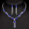Bild von Hochzeit Schmuck Halskette Ohrringe Set Silberfarbe Marquise Quaste Bunt Strass 1 Set