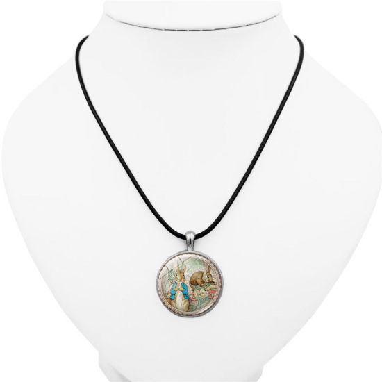 Picture of Glass Easter Day Pendant Necklace Multicolor Round Rabbit